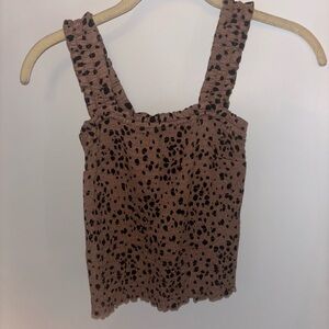 Abercrombie & Fitch Brown and Black Smocked Ruffled Tank Top